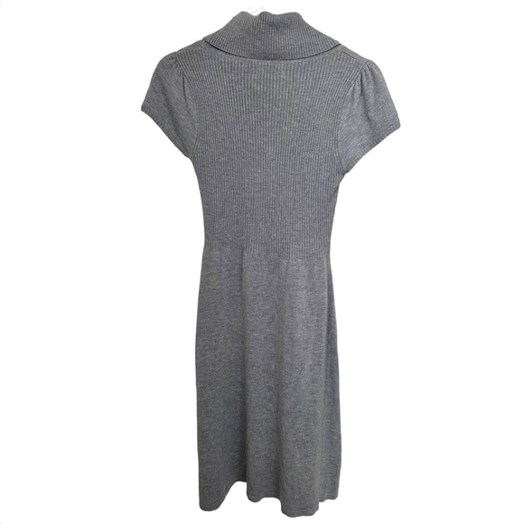 Calvin Klein Cowl Neck Ribbed Knit Sweater Dress Cap Sleeves Gray Size Medium - Picture 7 of 11